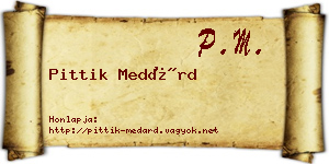 Pittik Medárd névjegykártya